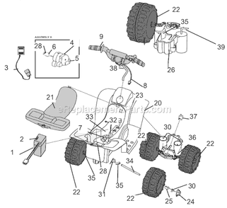 Page A Diagram and Parts List for 77760-9993  Power Wheels Ride-On ATVs